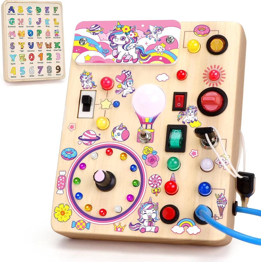 Montessori LED Busy Board | Wooden Sensory Switch Toy