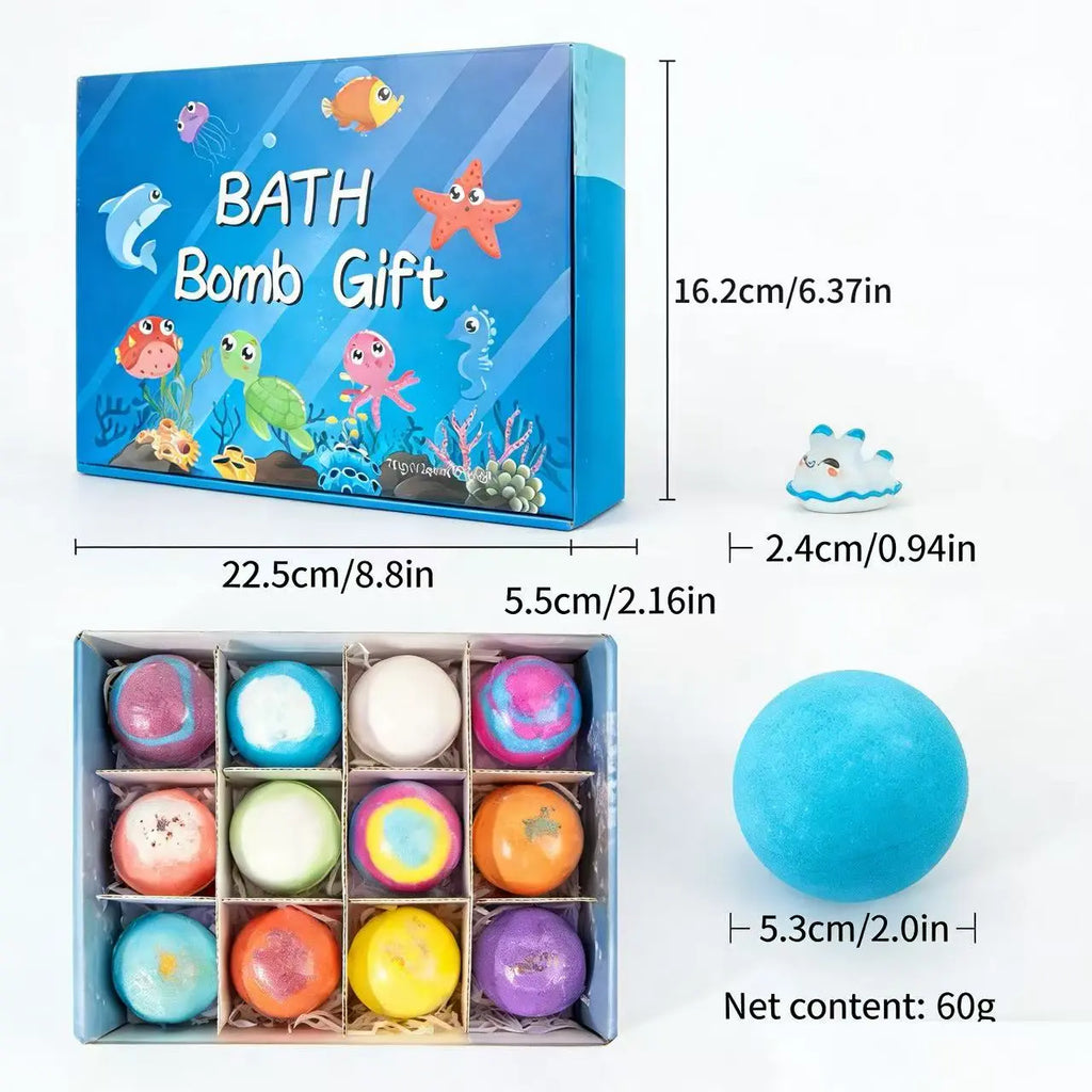 Magical Surprise Bath Bombs for Kids – 12-Pack Colorful Bath Fizzies with Hidden Toys