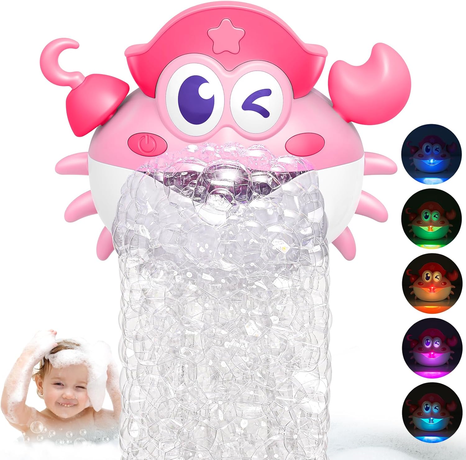 Light Up Crab Bubble Bath Toy for Kids – Automatic Bubble Maker with Music & LED Lights