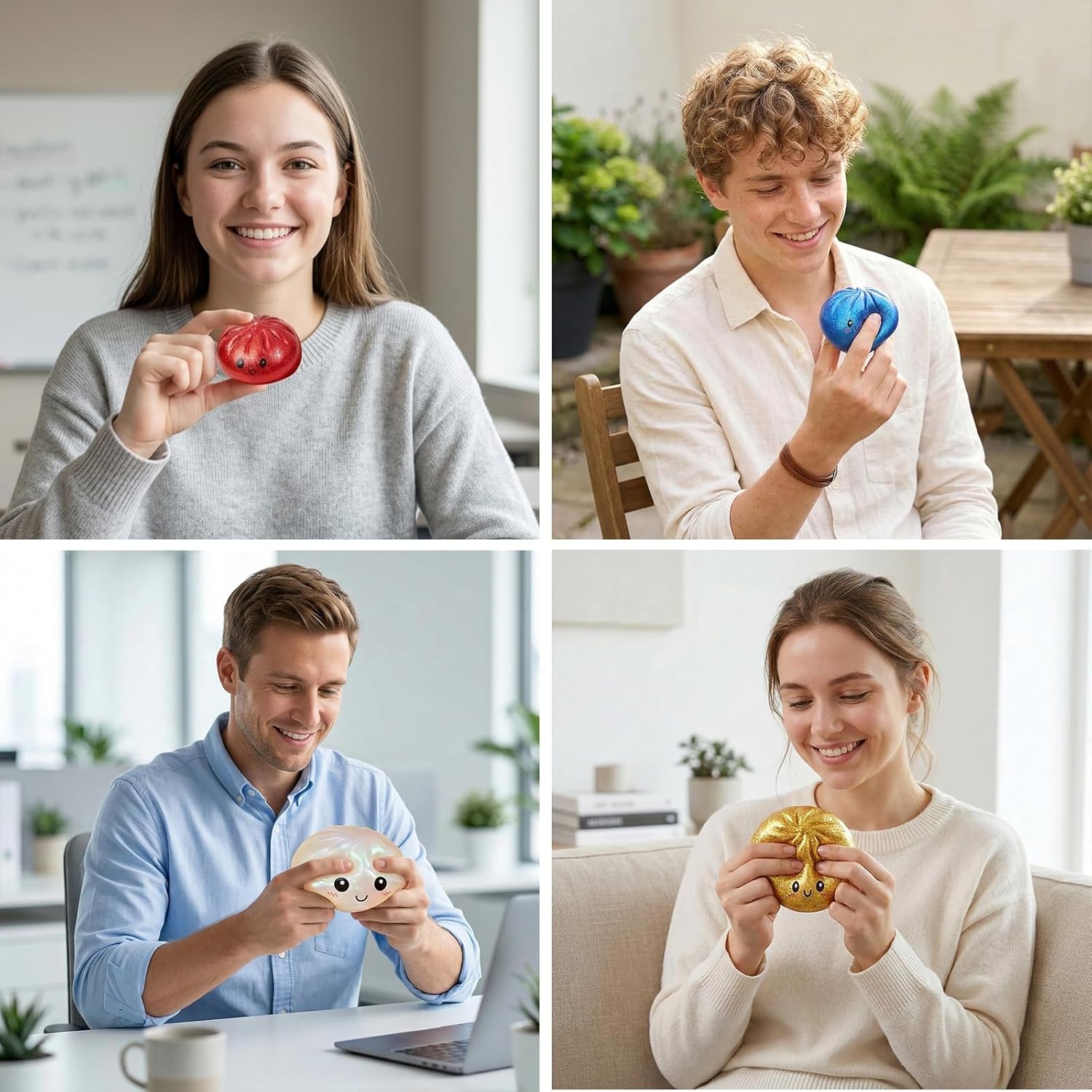 Jumbo Dumpling Squishy Toy – Super Soft Squeeze Stress Relief Toy with Steamer Box-4pcs
