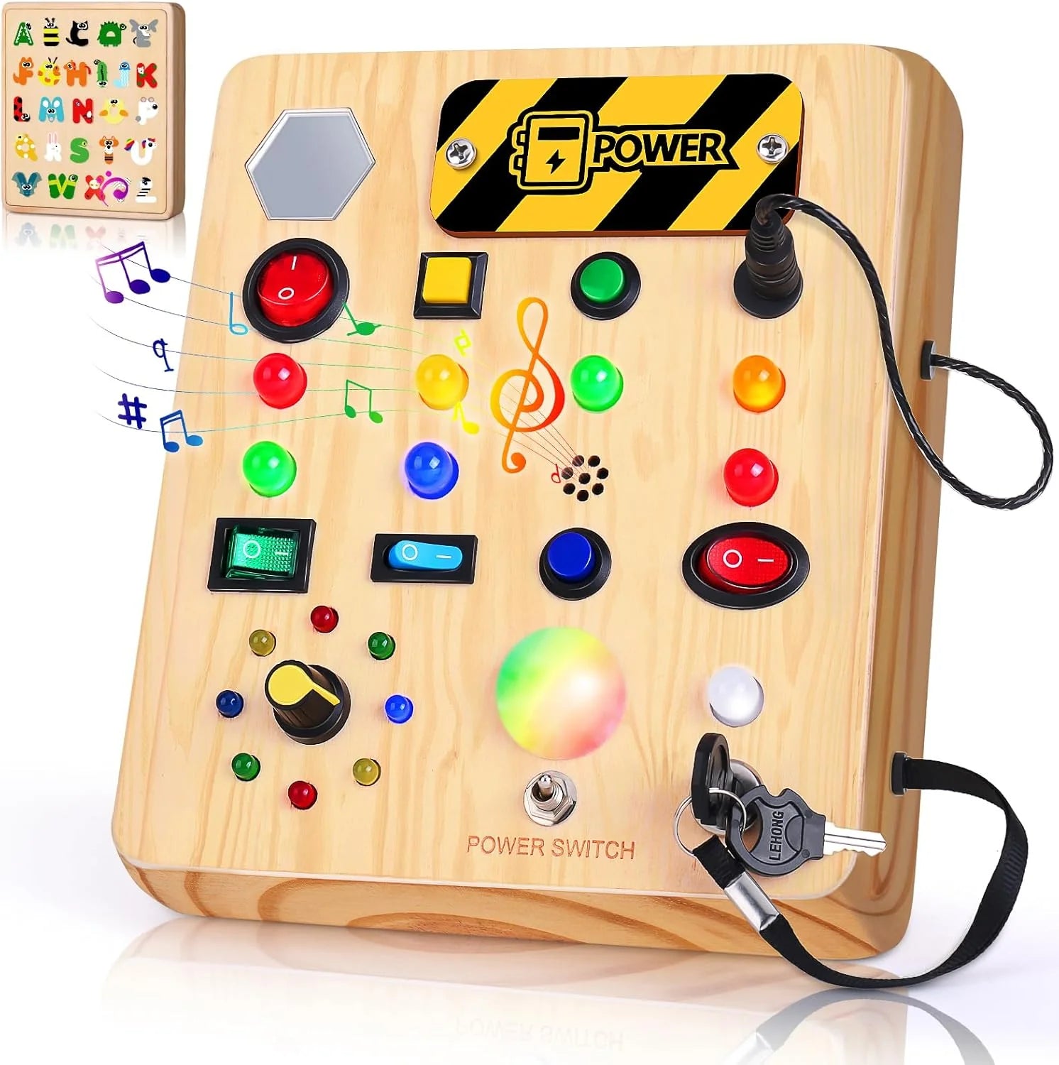 Montessori LED Busy Board | Wooden Sensory Switch Toy