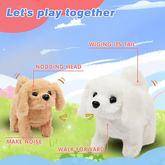 Interactive Walking Dog Toy for Kids | Plush Puppy That Walks, Barks & Wags Tail