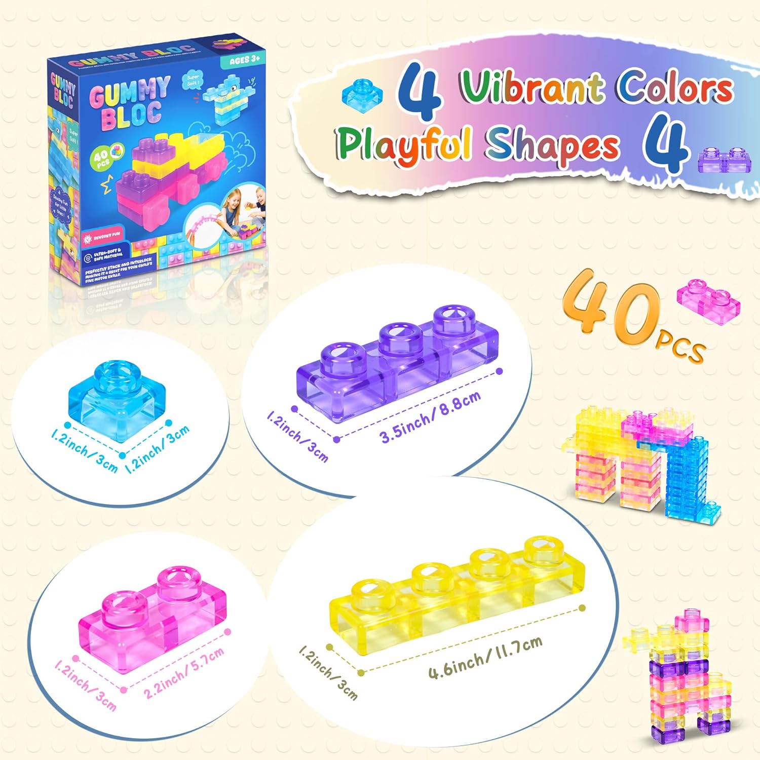Sensory Soft Building Blocks for Toddlers | Montessori Squishy Stacking Toy Set