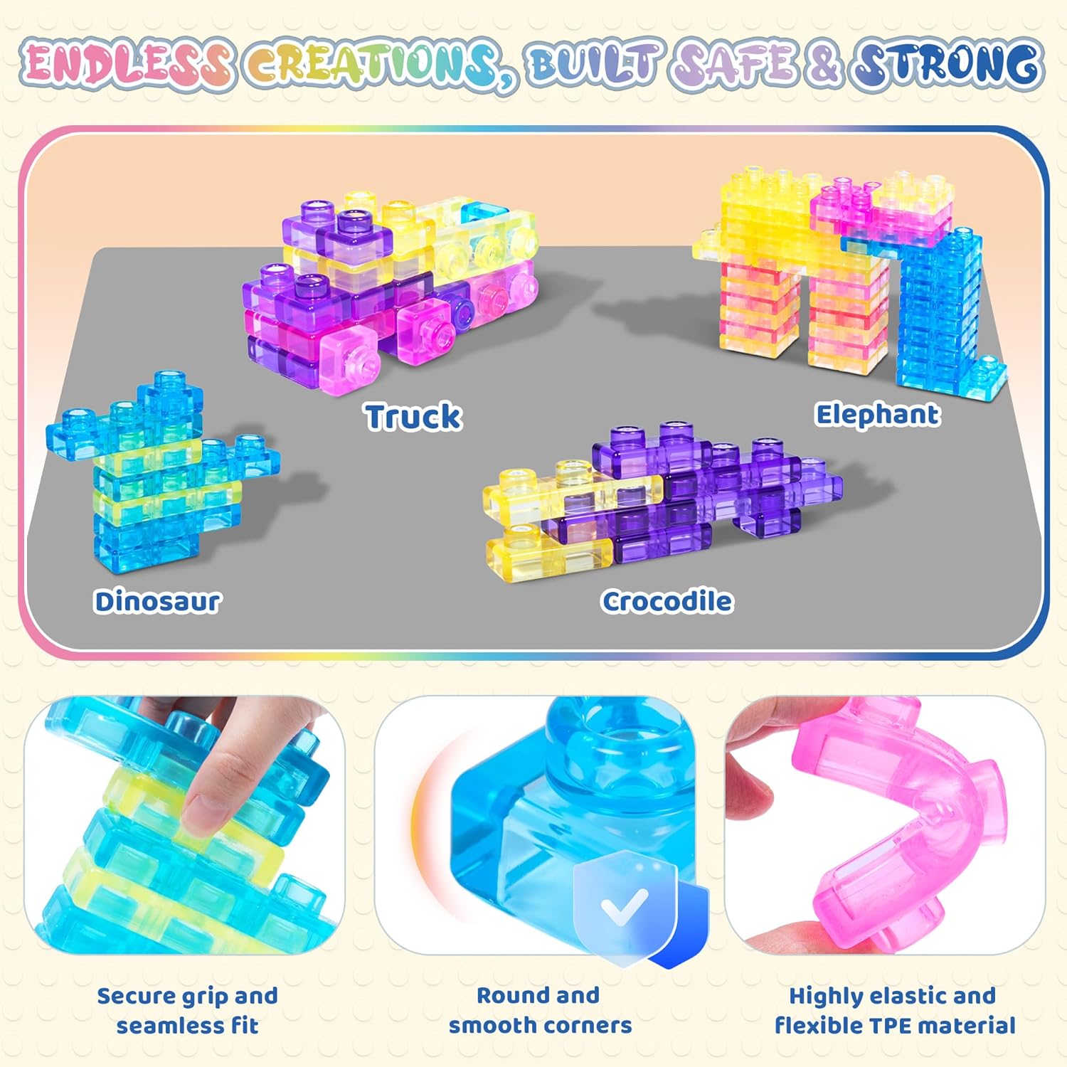 Sensory Soft Building Blocks for Toddlers | Montessori Squishy Stacking Toy Set