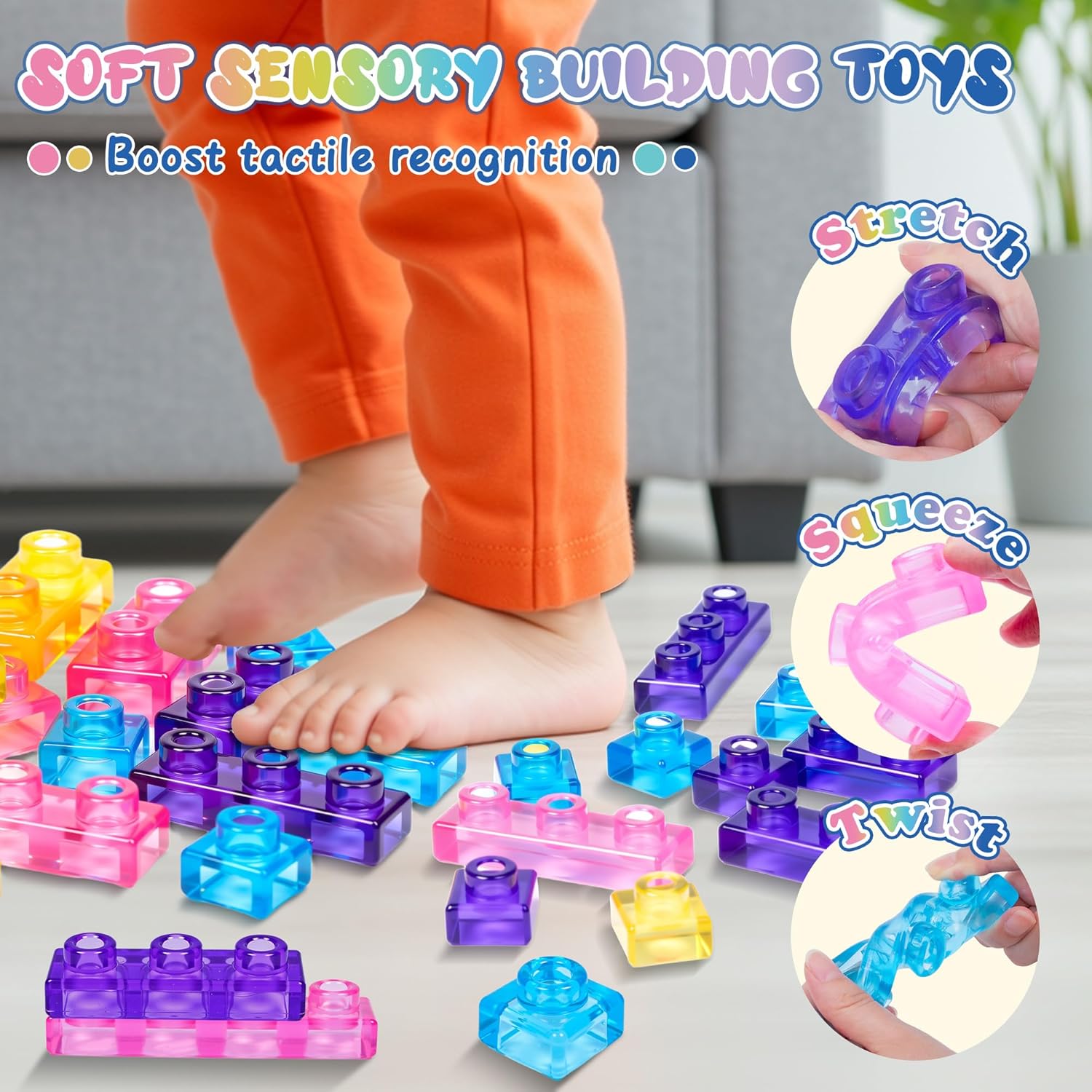 Sensory Soft Building Blocks for Toddlers | Montessori Squishy Stacking Toy Set
