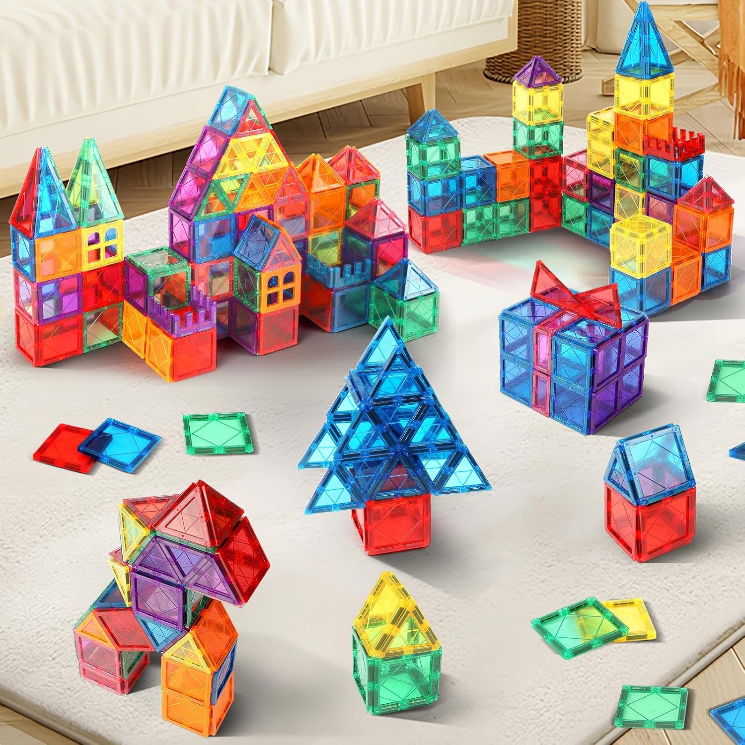 Magnetic Tiles Building Blocks for Kids | STEM Montessori Magnetic Toy Set (100 Pieces)