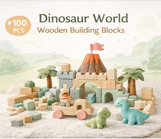 Dinosaur World Wooden Building Blocks