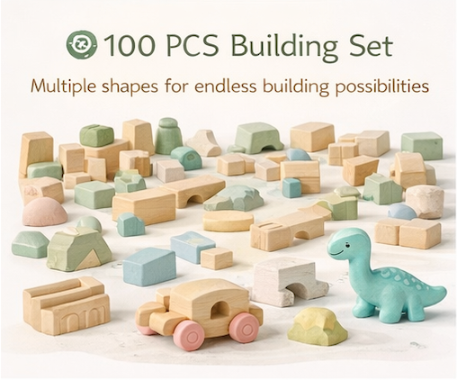 Dinosaur World Wooden Building Blocks