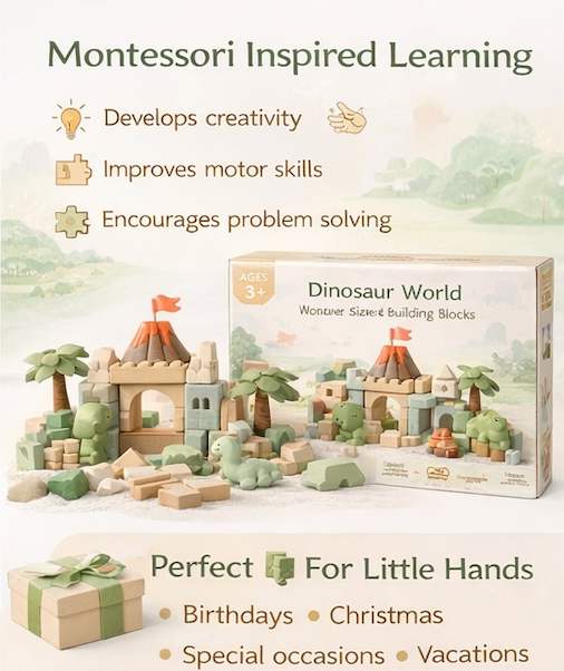 Dinosaur World Wooden Building Blocks