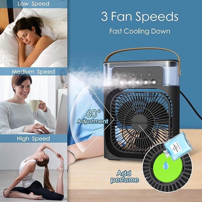 USB Portable Misting Fan | Compact 3-Speed Desktop Cooling Fan