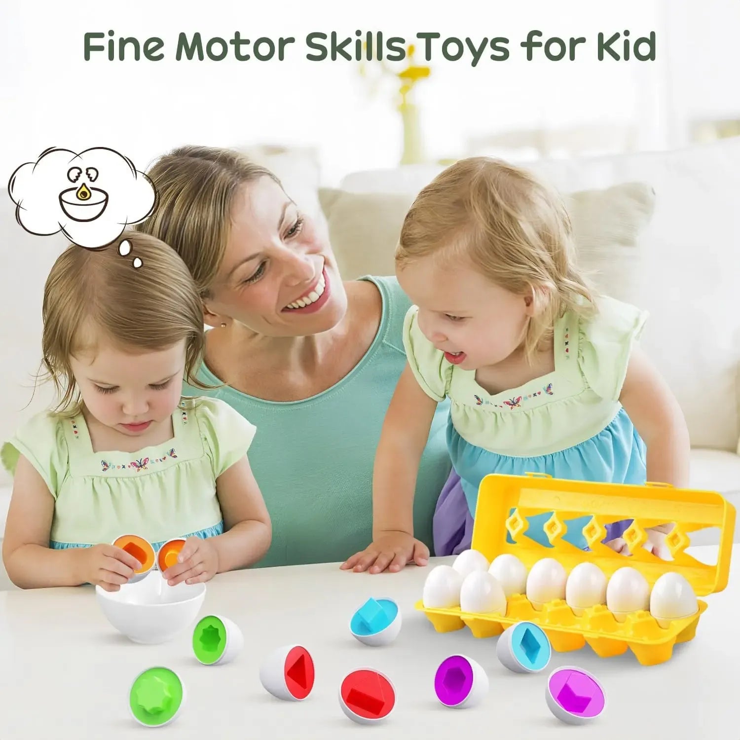 Montessori Matching Eggs Toy – Color & Shape Sorting Puzzle for Toddlers Fine Motor Learning