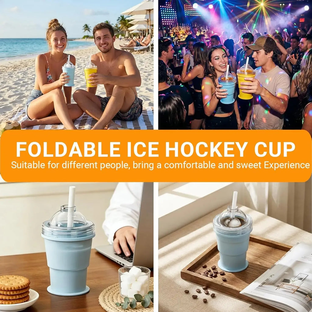 2-in-1 Silicone Ice Cup | Foldable Portable Cooling Drink Cup