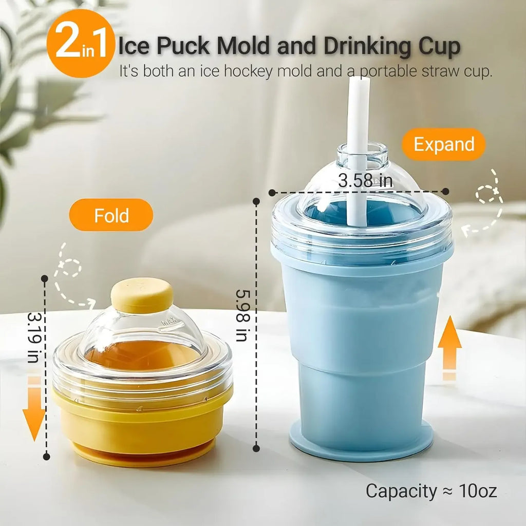 2-in-1 Silicone Ice Cup | Foldable Portable Cooling Drink Cup