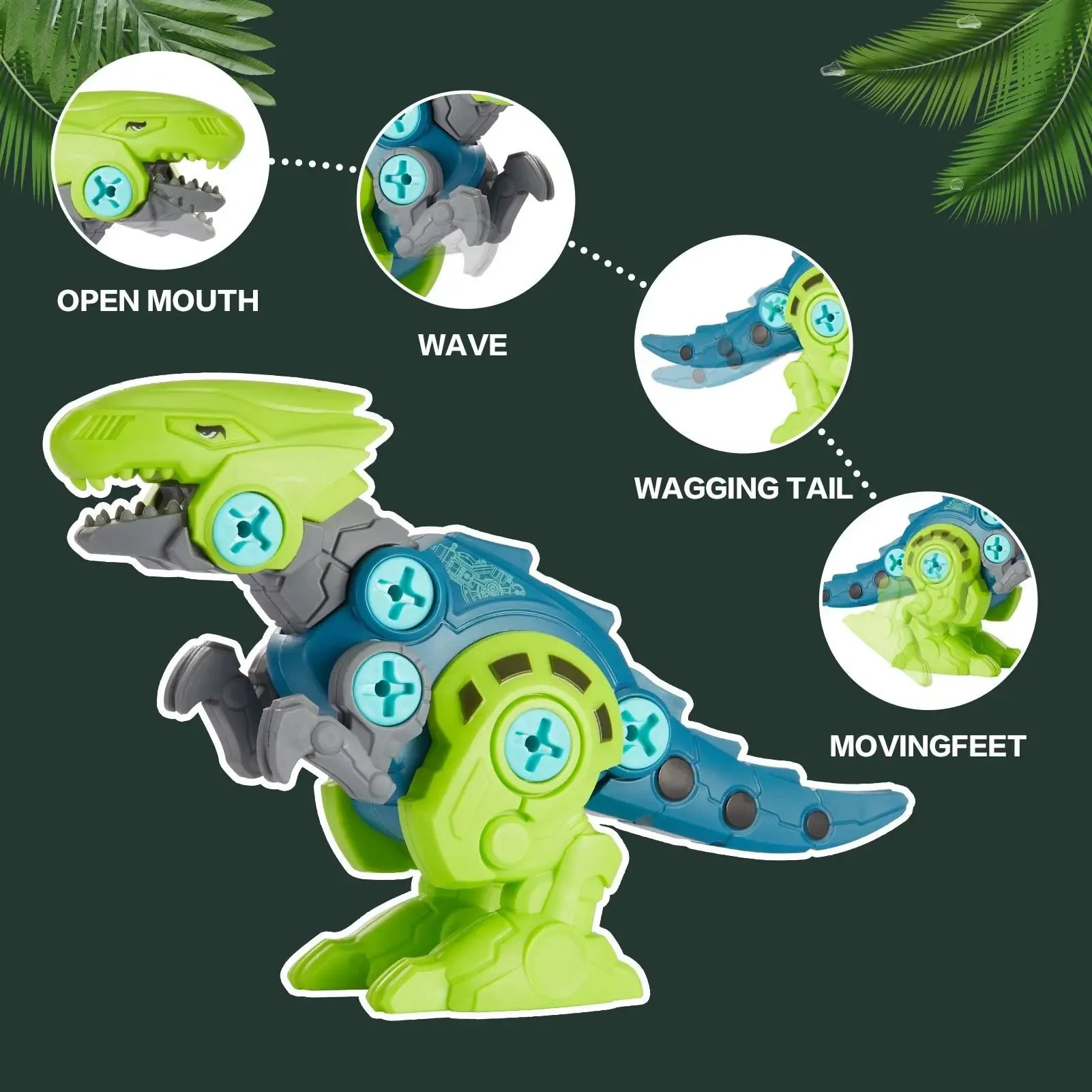 Take-Apart Dinosaur Builder Set | Creative Assembly Activity Toy | Colorful Dino Construction Playset