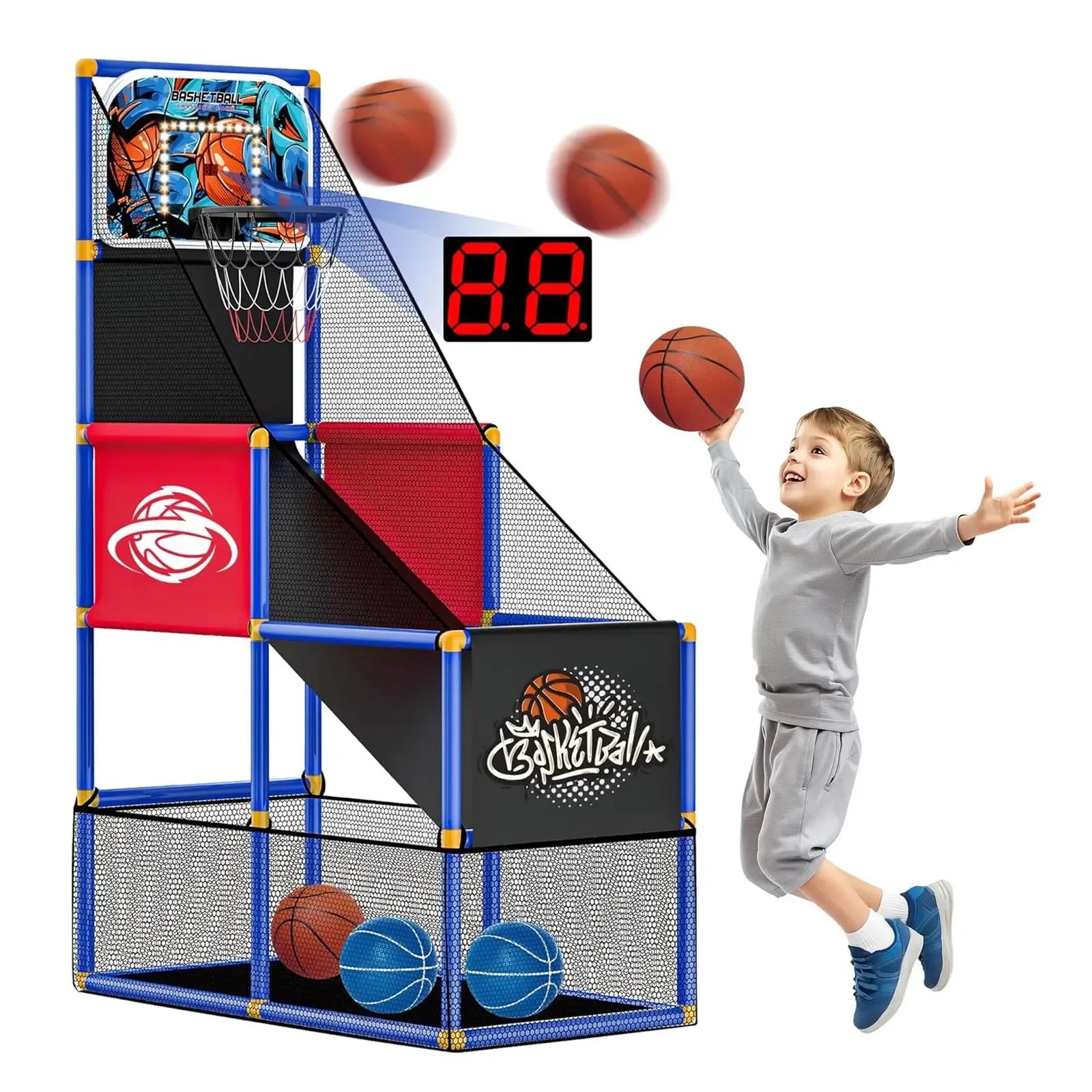 Kids Indoor Arcade Basketball Game – Interactive Scoring Hoop with Balls for Fun Competition