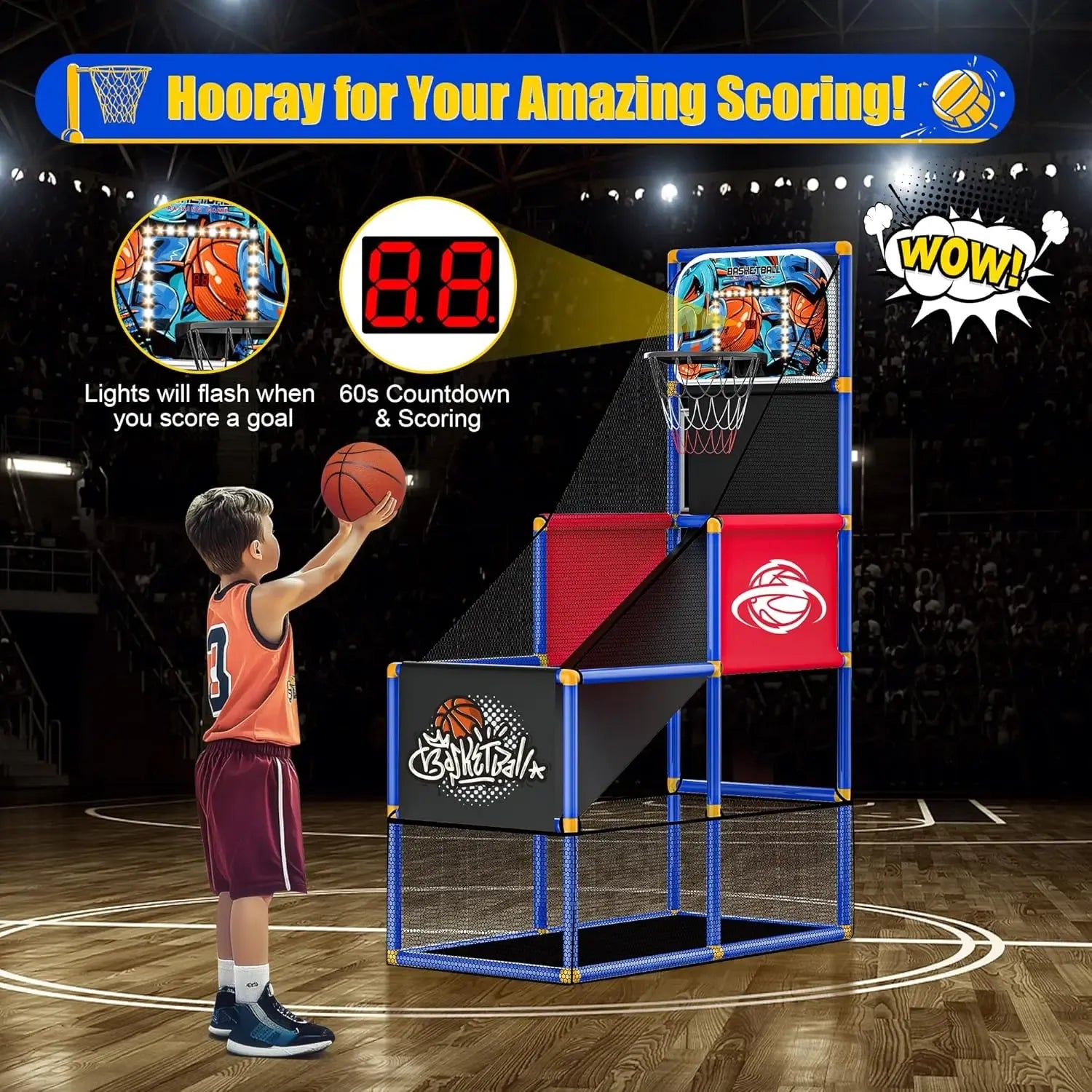 Kids Indoor Arcade Basketball Game – Interactive Scoring Hoop with Balls for Fun Competition