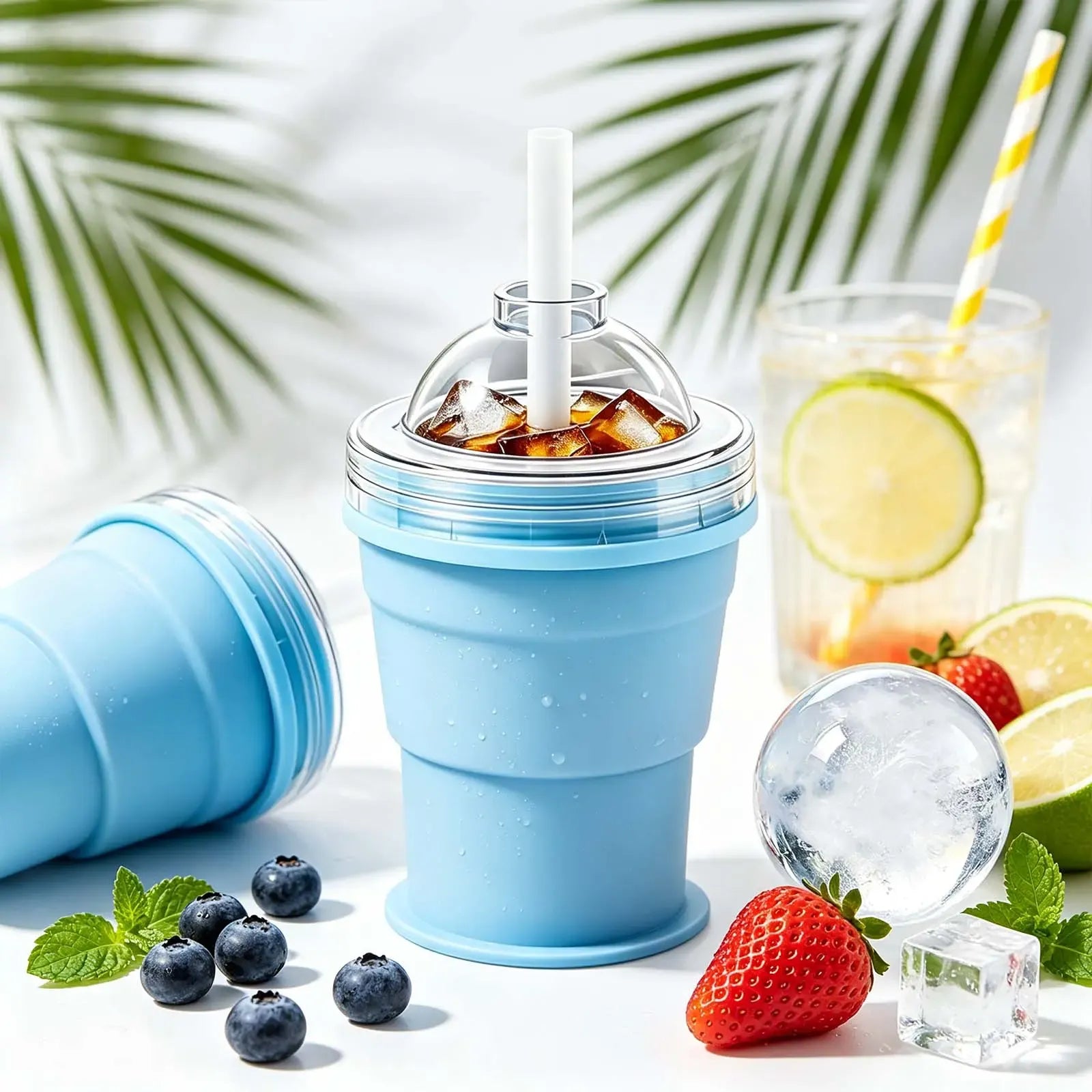 2-in-1 Silicone Ice Cup | Foldable Portable Cooling Drink Cup