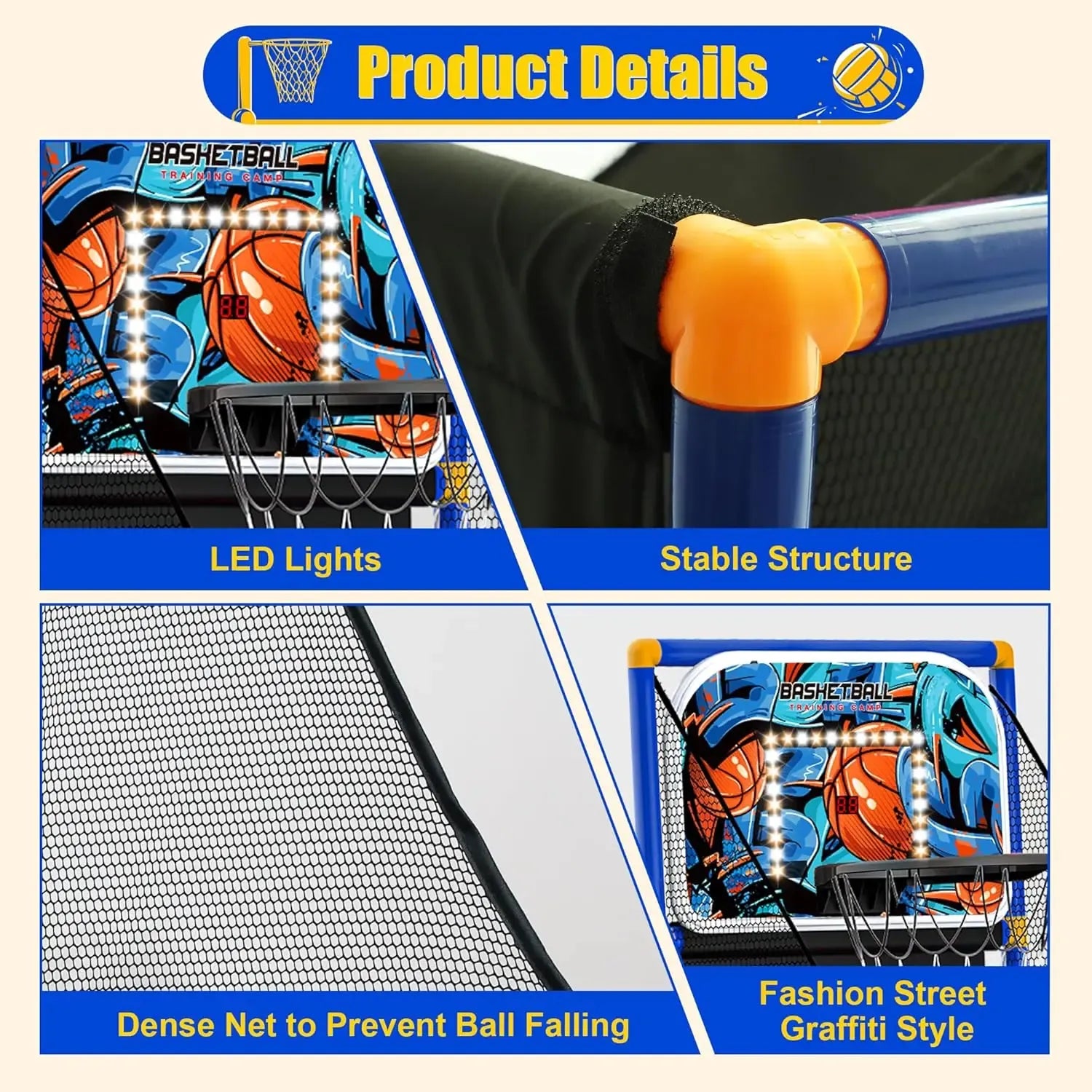 Kids Indoor Arcade Basketball Game – Interactive Scoring Hoop with Balls for Fun Competition
