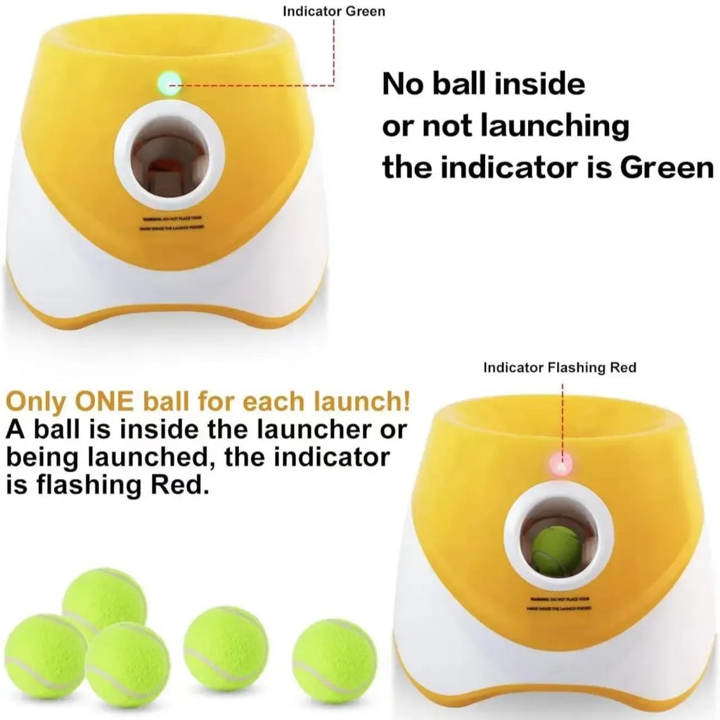 Interactive Fetch Play Machine | Adjustable Indoor | Outdoor Pet Activity Toy with 3 Tennis Balls