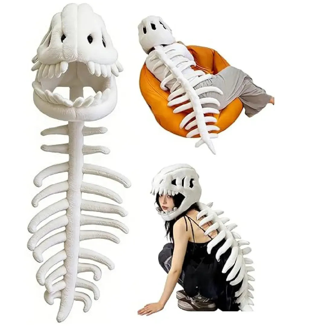 Dinosaur Skeleton Plush Costume | Wearable Soft Dino Dress-Up Outfit