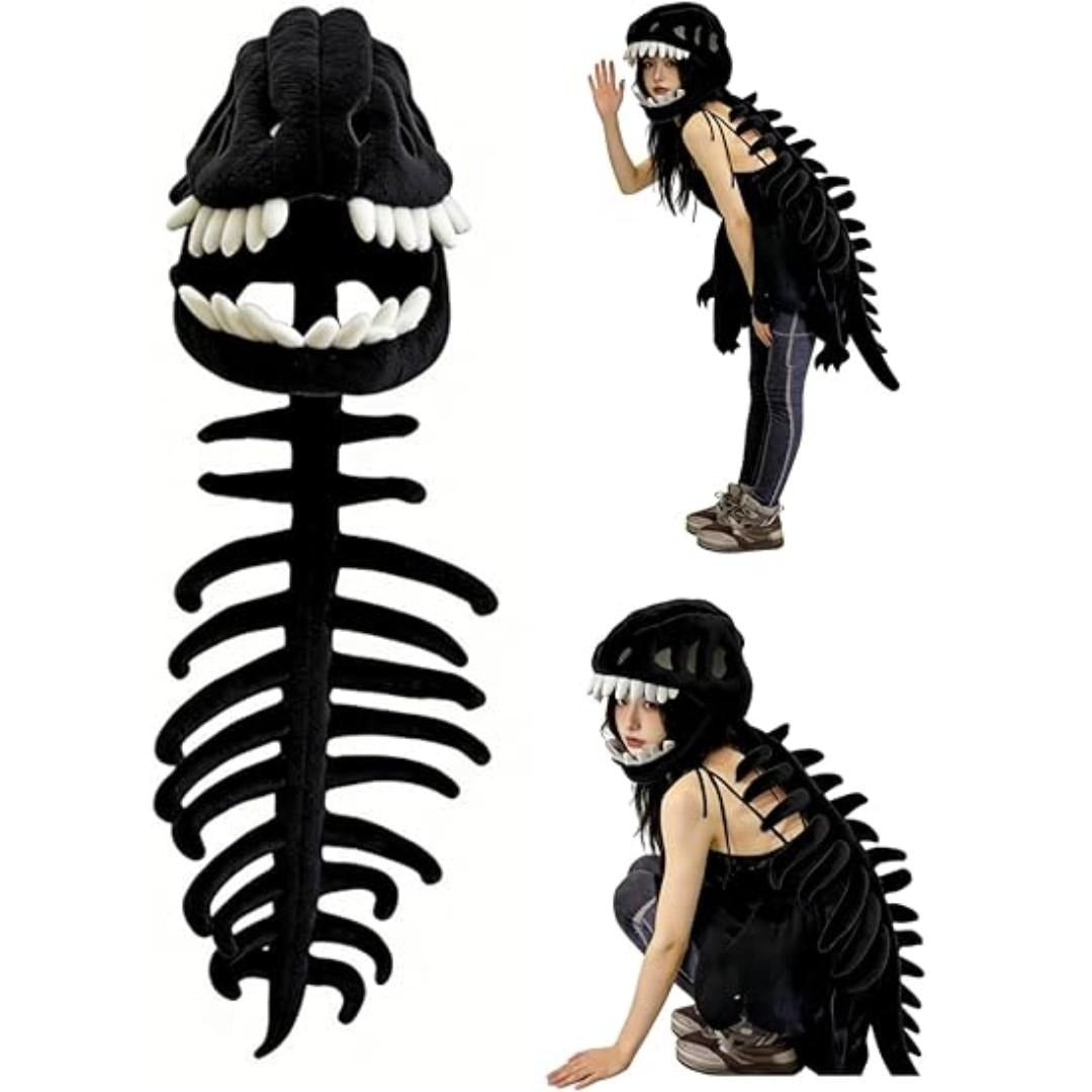 Dinosaur Skeleton Plush Costume | Wearable Soft Dino Dress-Up Outfit