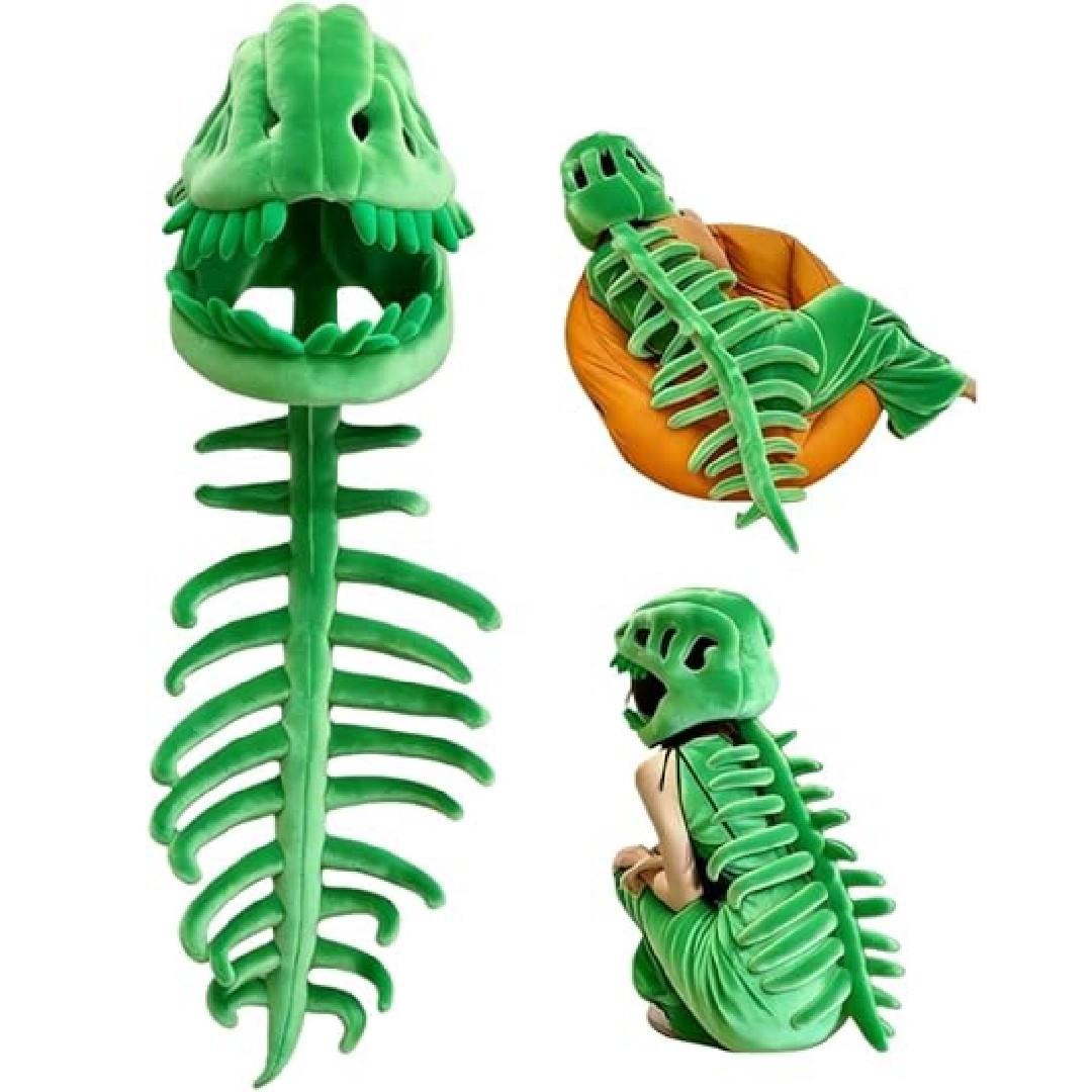 Dinosaur Skeleton Plush Costume | Wearable Soft Dino Dress-Up Outfit