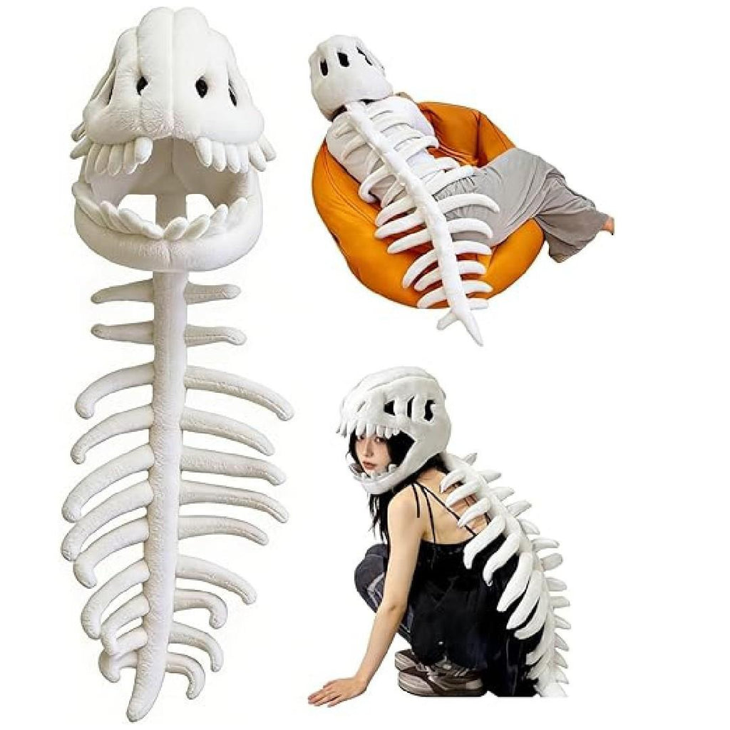 Dinosaur Skeleton Plush Costume | Wearable Soft Dino Dress-Up Outfit