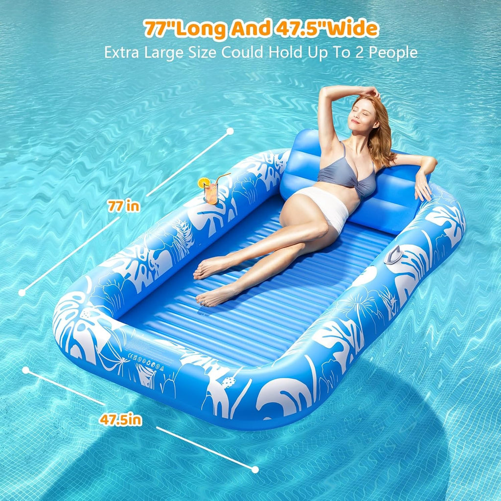 Inflatable Tanning Lounger with Sprinkler & Canopy | Summer Water Lounge Float