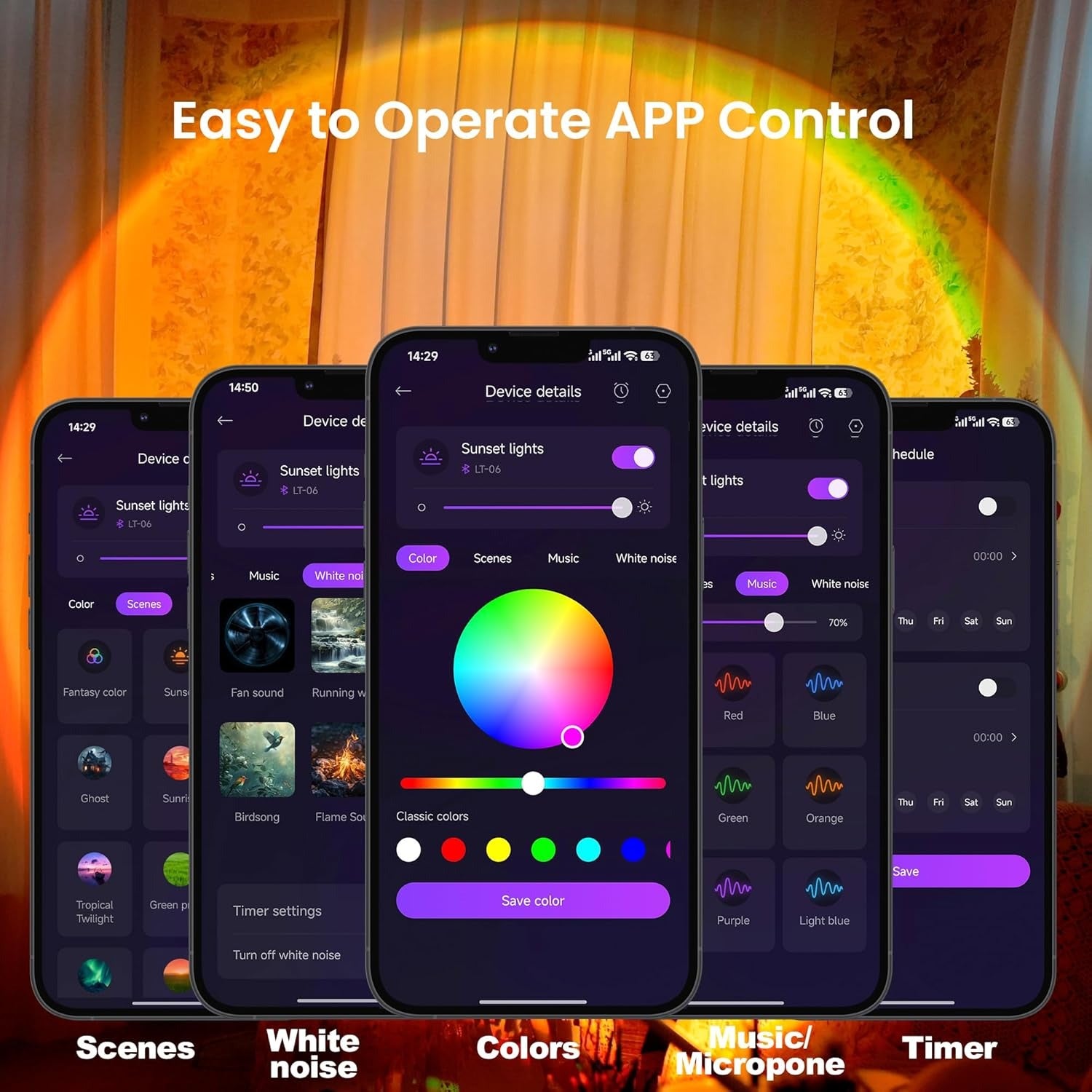Sunset Projection Lamp | Rotating Ambient Mood Light 180 Degree Rotation-Push Button Switch & APP Control Projector