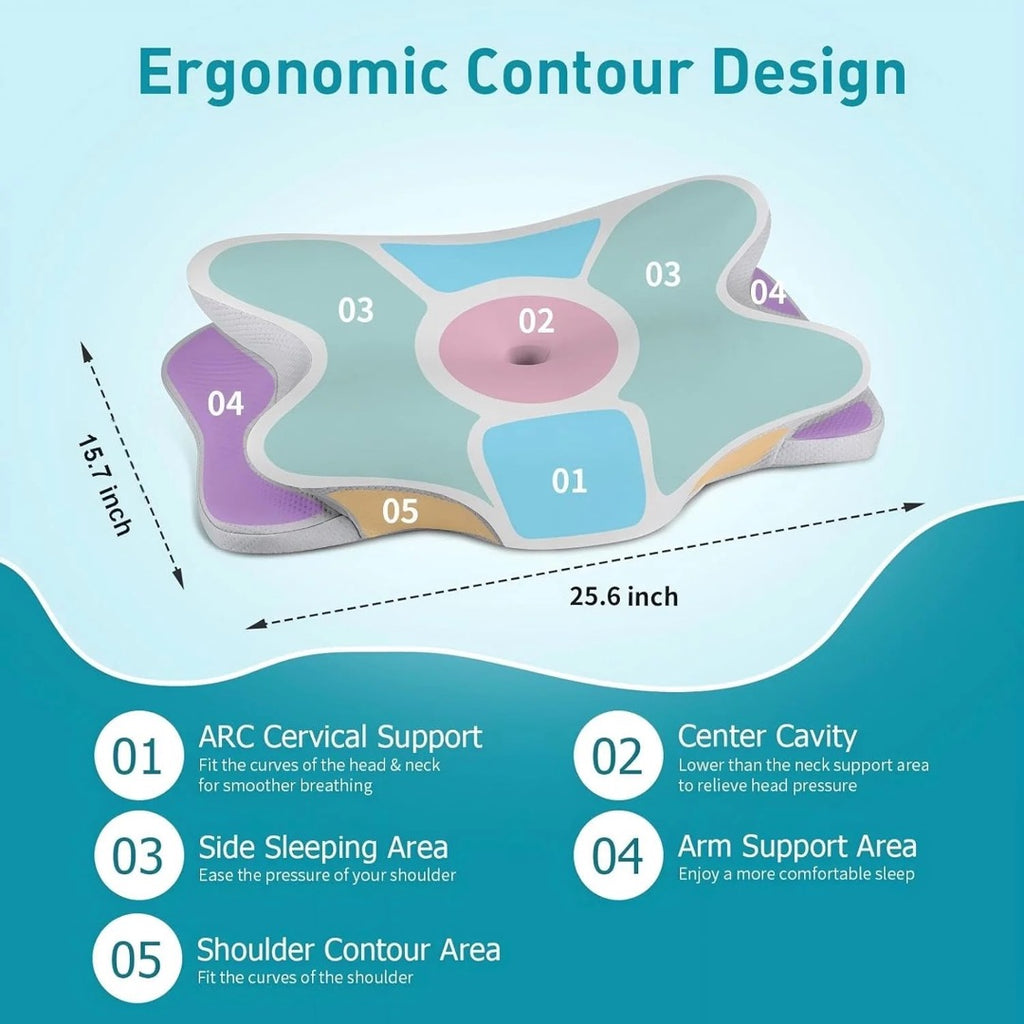 Neck Support Memory Foam Pillow | Contour Bed Pillow for Everyday Comfort