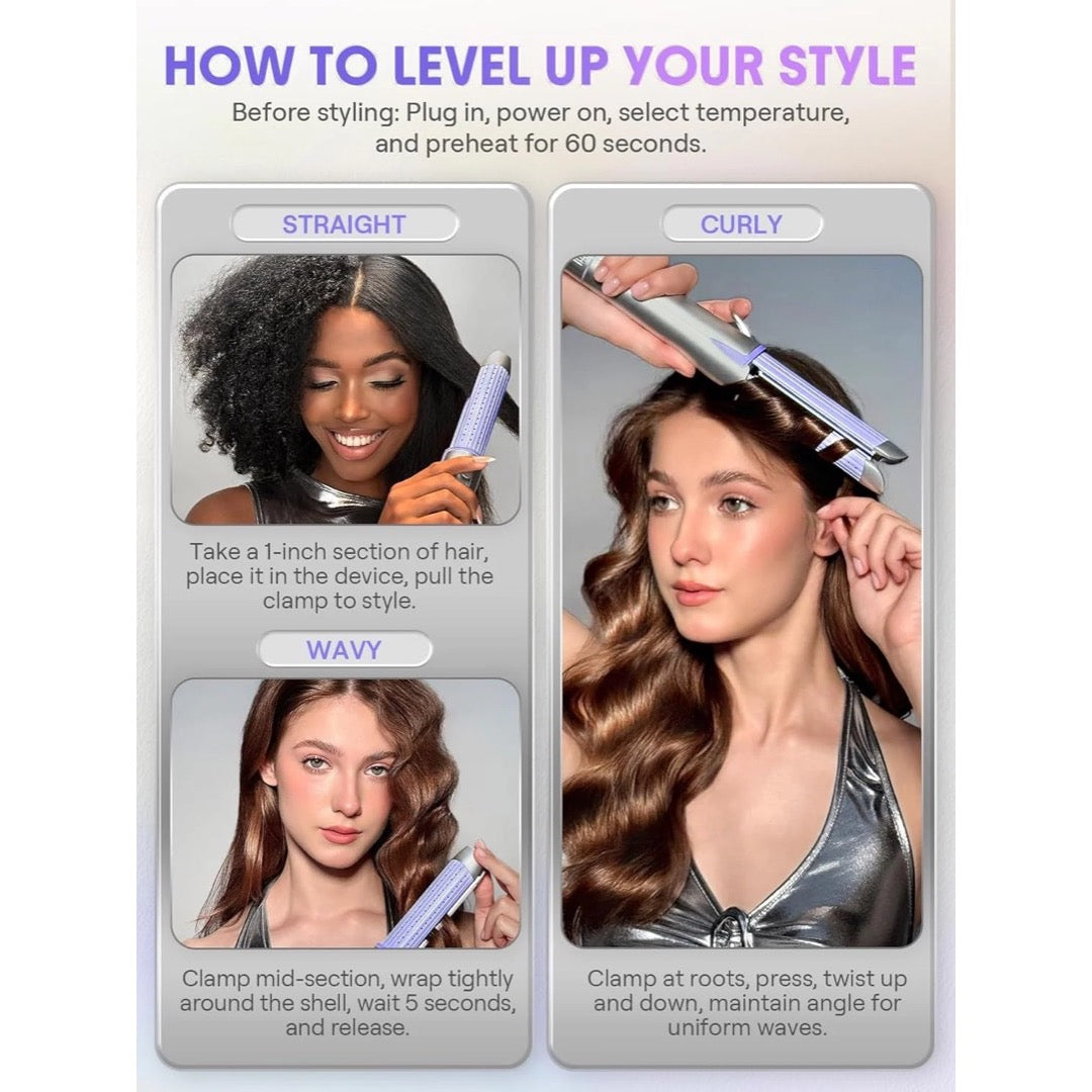3-in-1 Curling Iron and Straightener | Cool-Air Hair Styling Tool