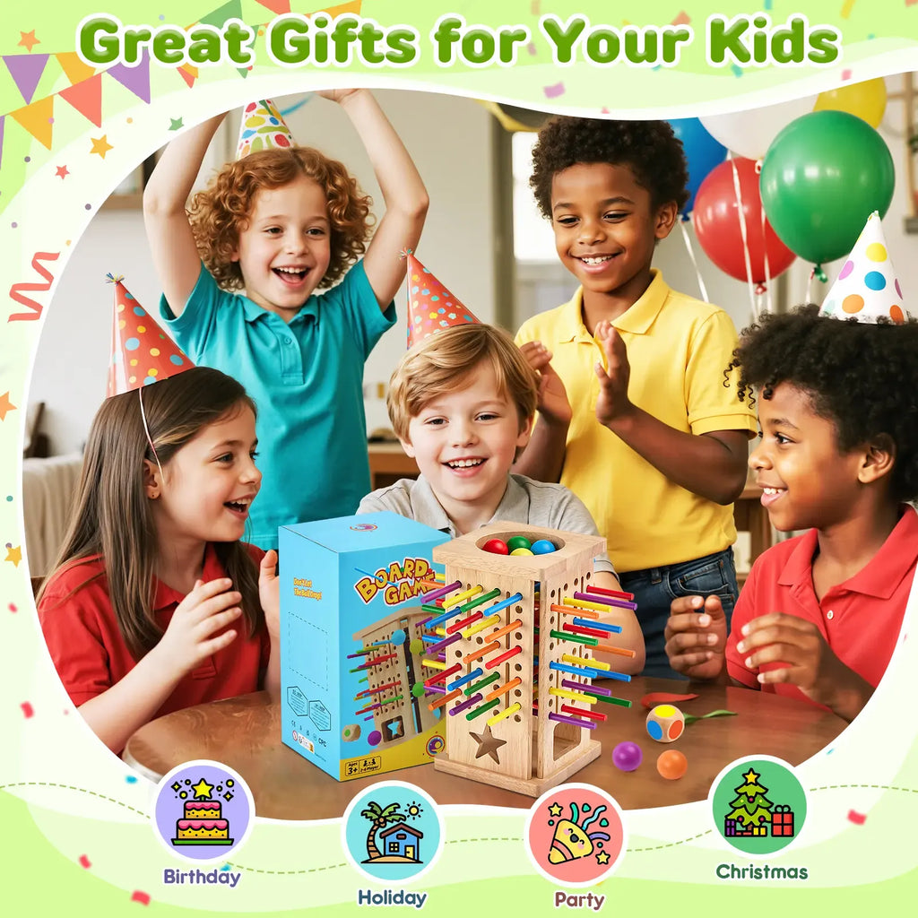 Wooden Color Stick Balance Tower Game – Interactive Skill & Strategy Tabletop Activity Set