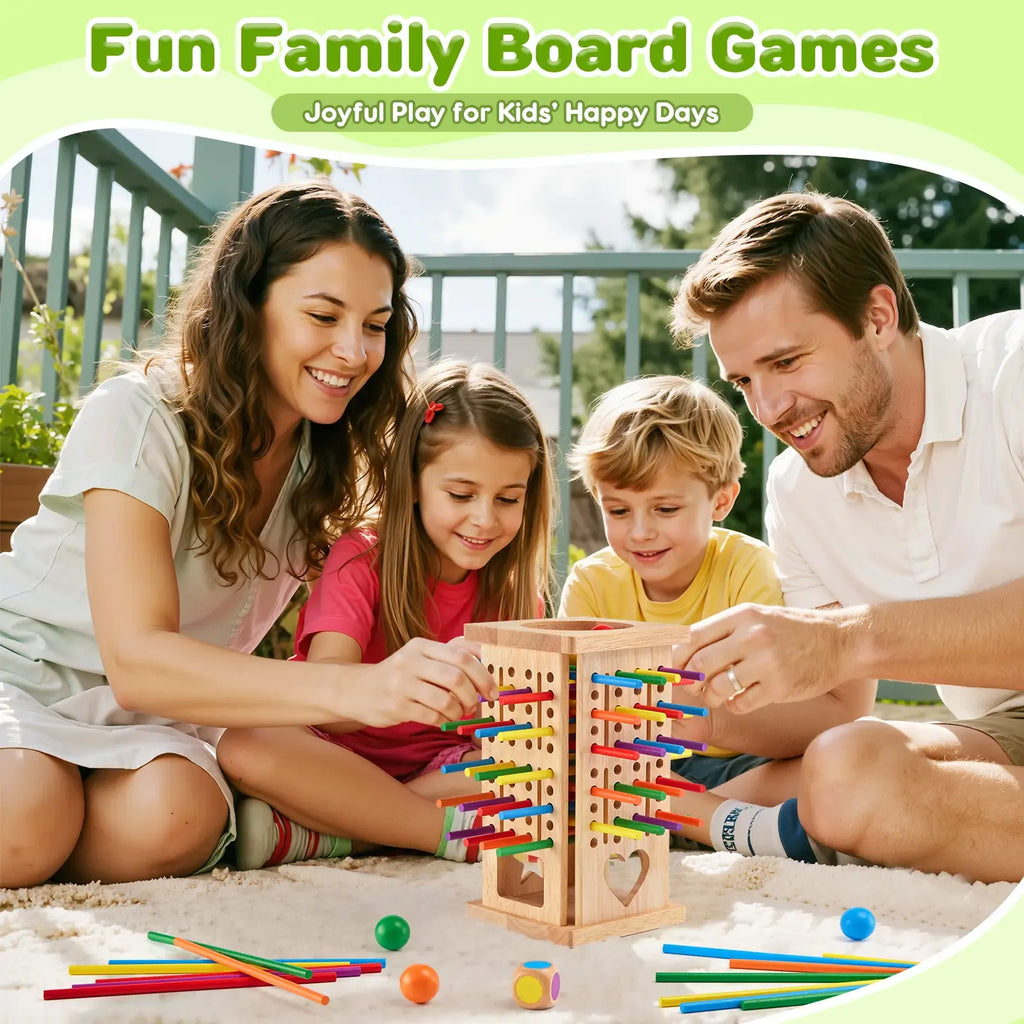 Wooden Color Stick Balance Tower Game – Interactive Skill & Strategy Tabletop Activity Set