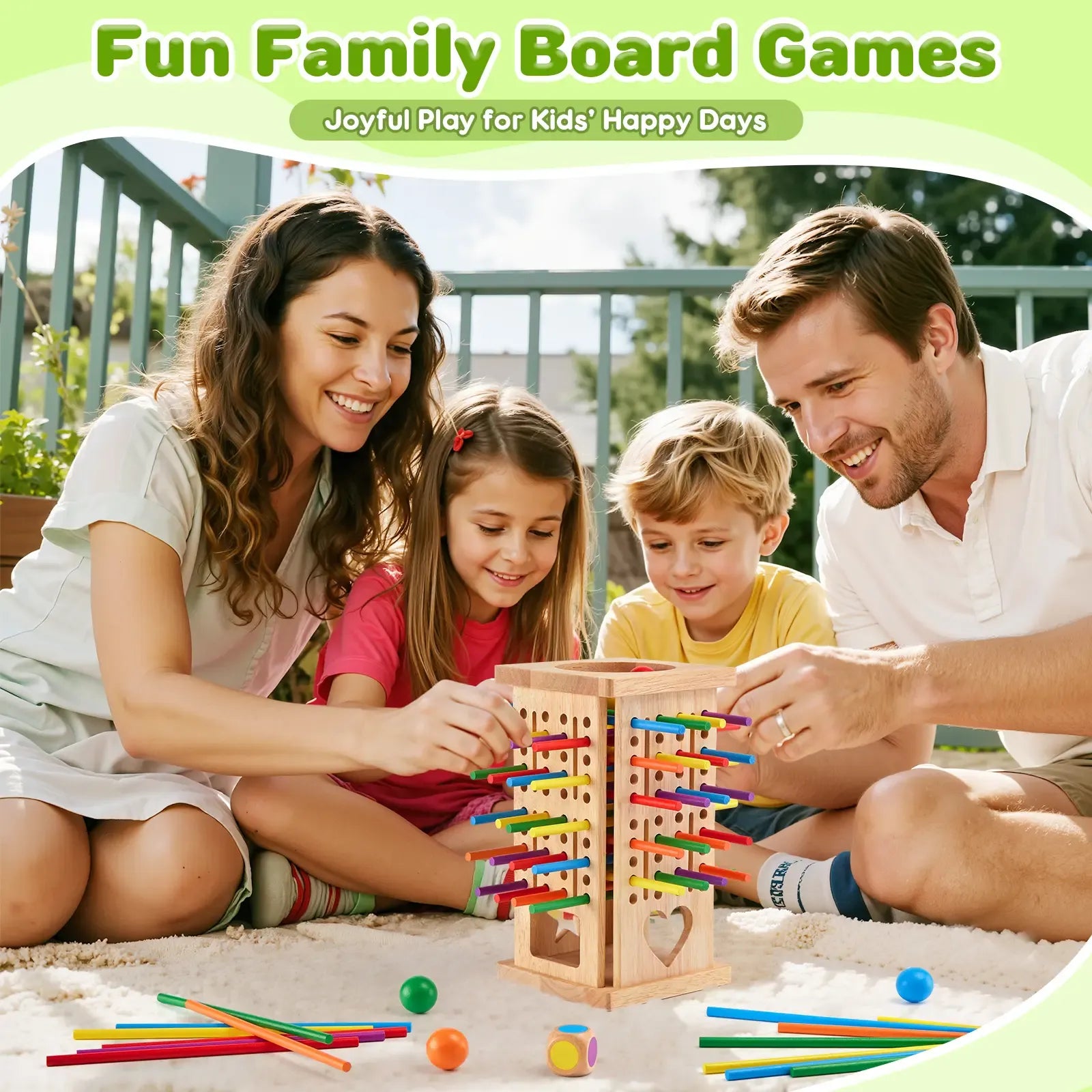 Wooden Color Stick Balance Tower Game – Interactive Skill & Strategy Tabletop Activity Set