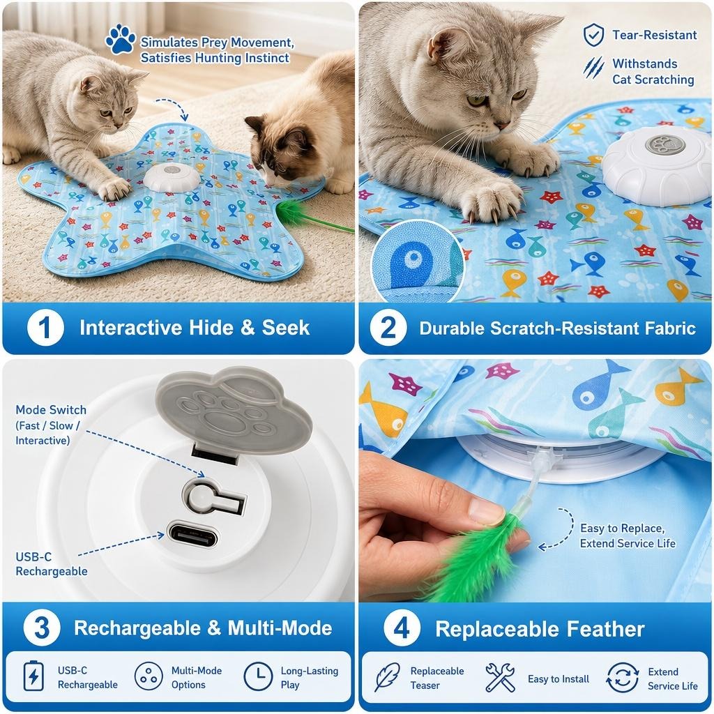 Automatic Feather Cat Toy | Interactive Moving Toy for Indoor Cats