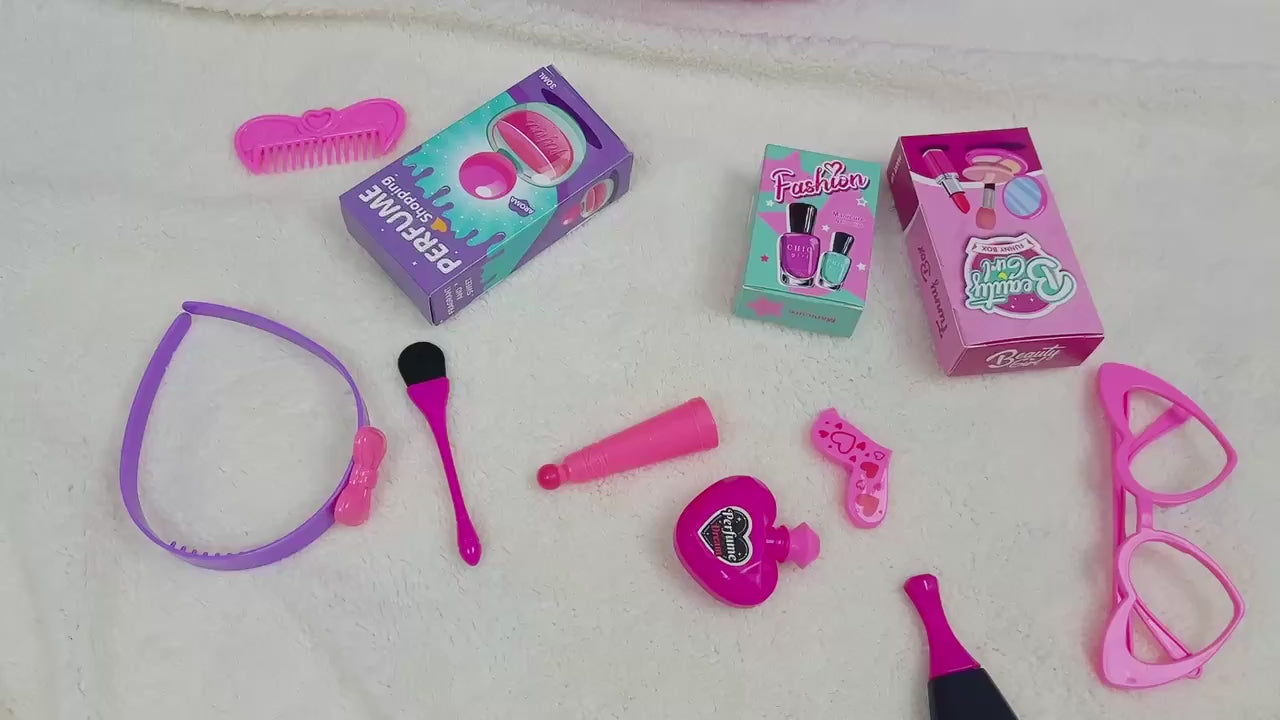 36PCS Kids Pretend Makeup & Beauty Playset – Fashion Dressing Toy Cart